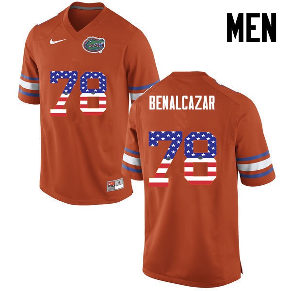 Florida Gators Men #78 Ricardo Benalcazar College Football Jersey USA Flag Fashion Orange